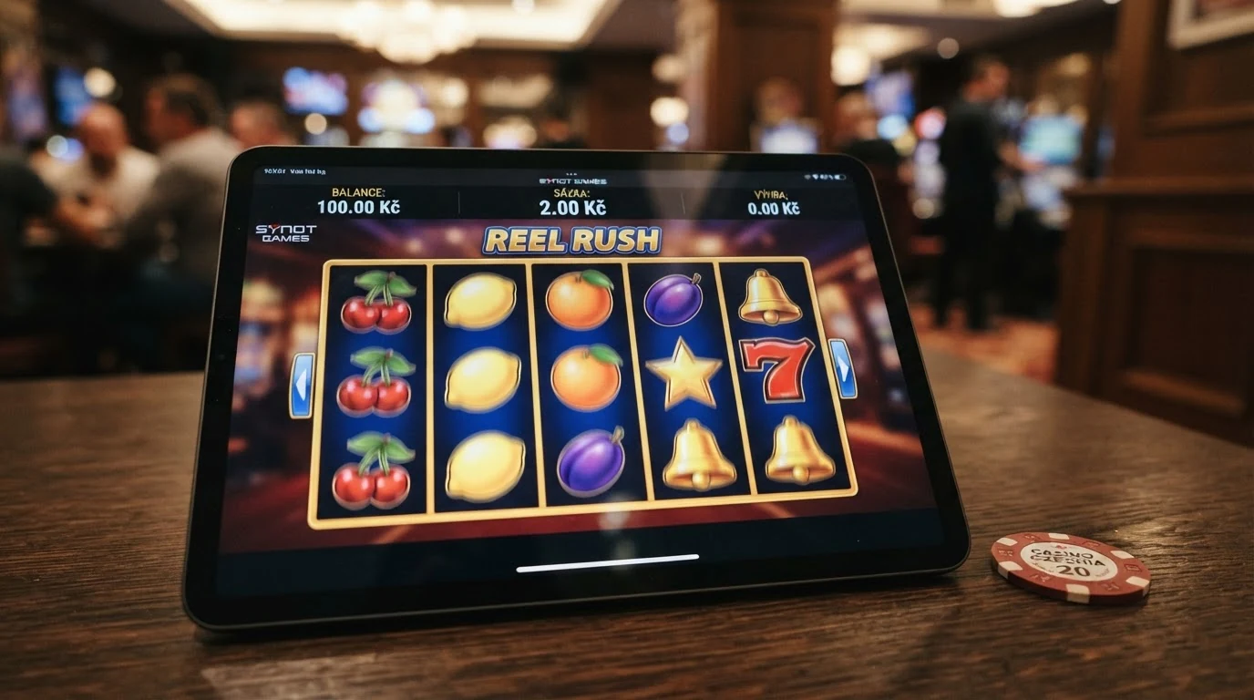 Výherní automat s ovocnými symboly v českém online casinu — detail válců s viditelnou sázkou 2 Kč na zatočení