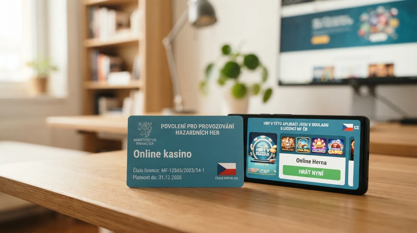 Oficiální dokumenty a symboly spojené s licencí Ministerstva financí ČR pro provozování online hazardních her