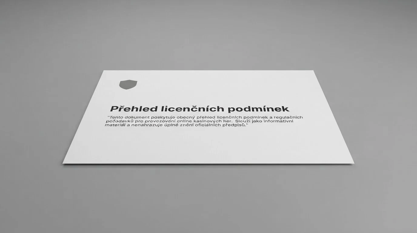 Logo Ministerstva financí ČR a ilustrace úředního dokumentu s licenčními podmínkami pro online casino