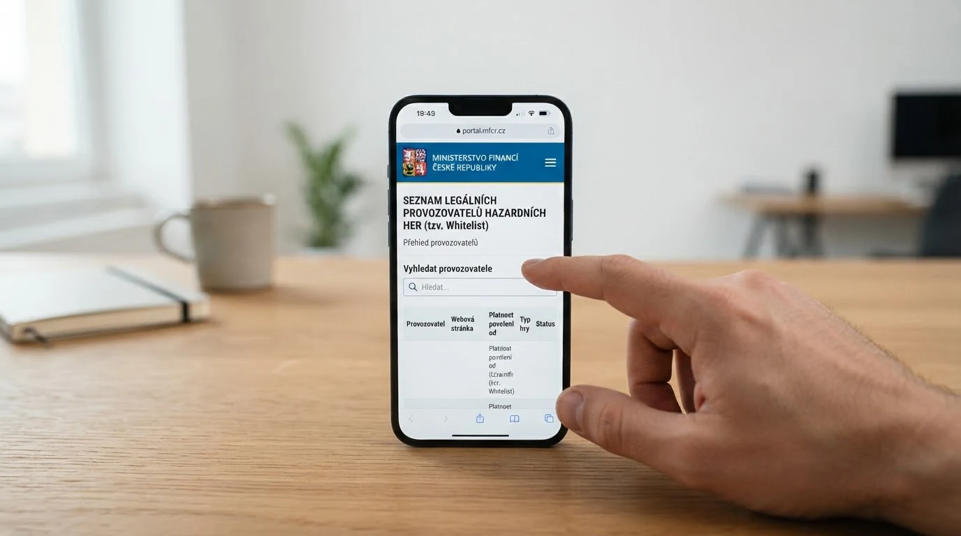 Oficiální web Ministerstva financí ČR se seznamem držitelů licence pro hazardní hry
