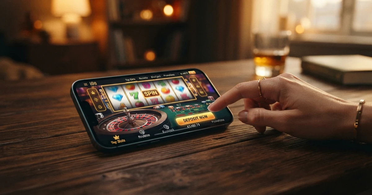 Herní automaty a ruleta v rozhraní online casina s tlačítkem vkladu