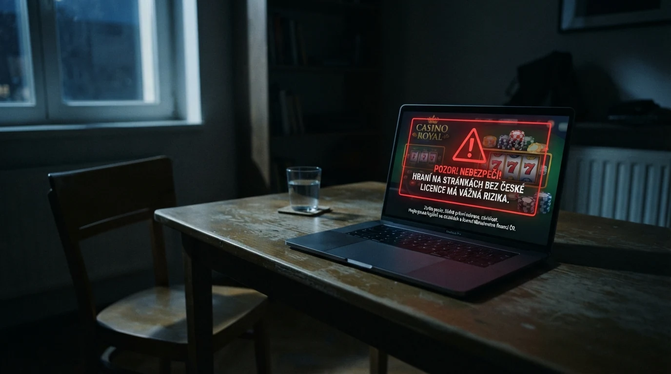 Varovné označení nelegálního online casina bez české licence Ministerstva financí