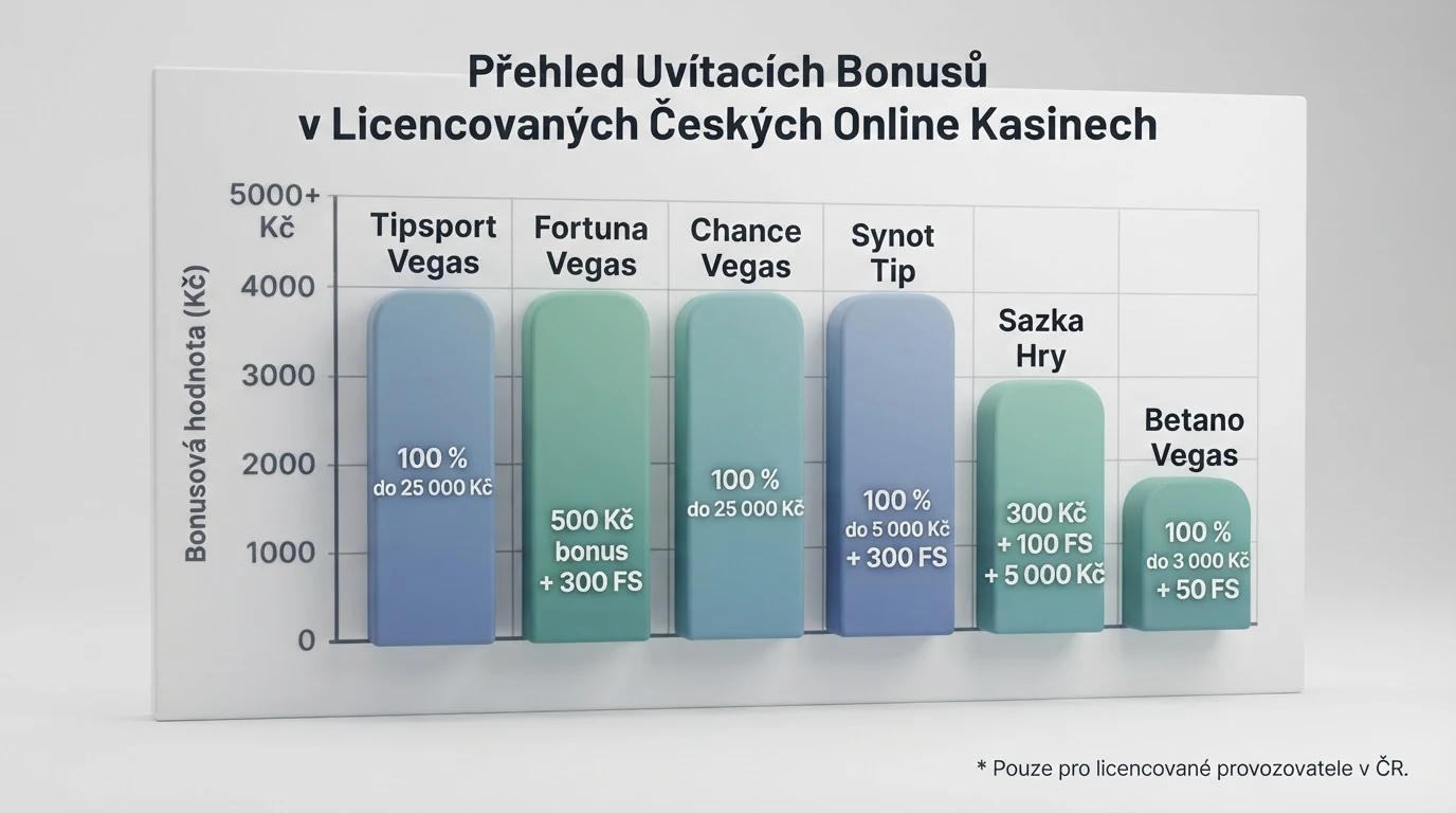 Tabulka se srovnáním uvítacích bonusů u českých kasin s Apollo automaty — částky, protočení, free spiny