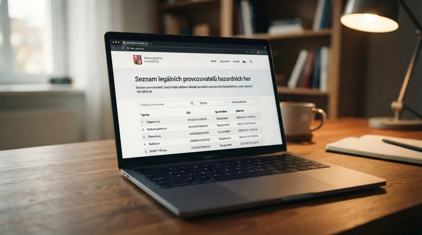 Seznam legálních provozovatelů na webu Ministerstva financí ČR