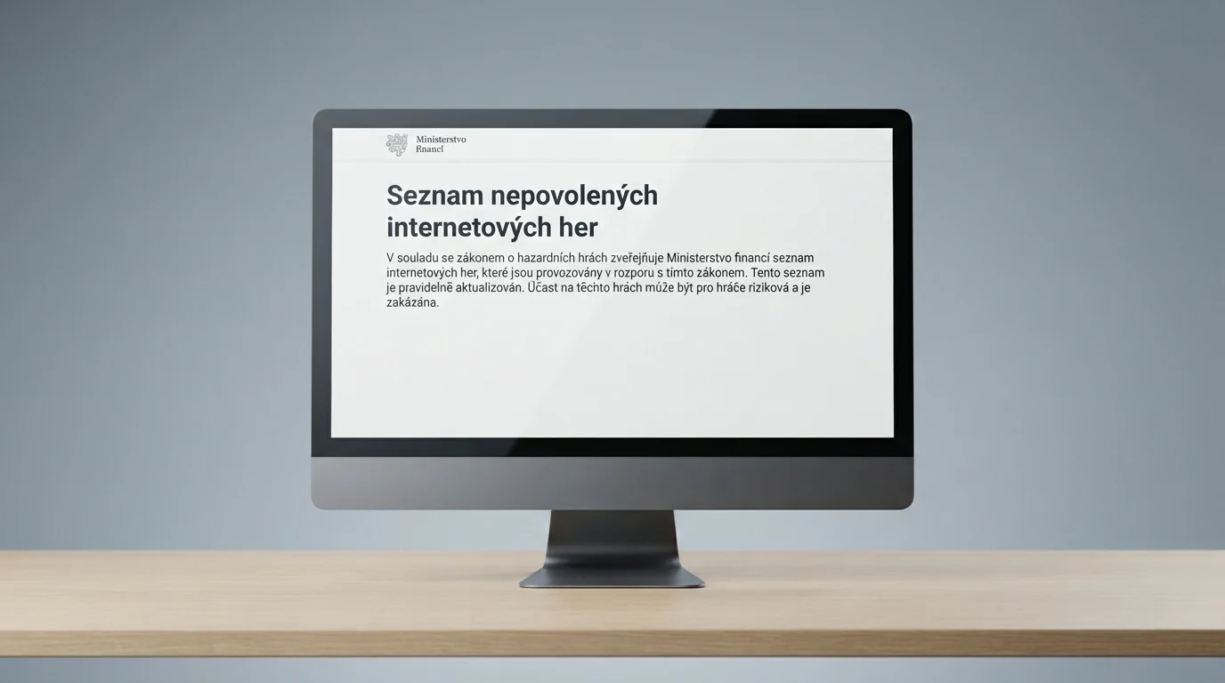 Výřez seznamu nepovolených internetových her na webu ministerstva financí