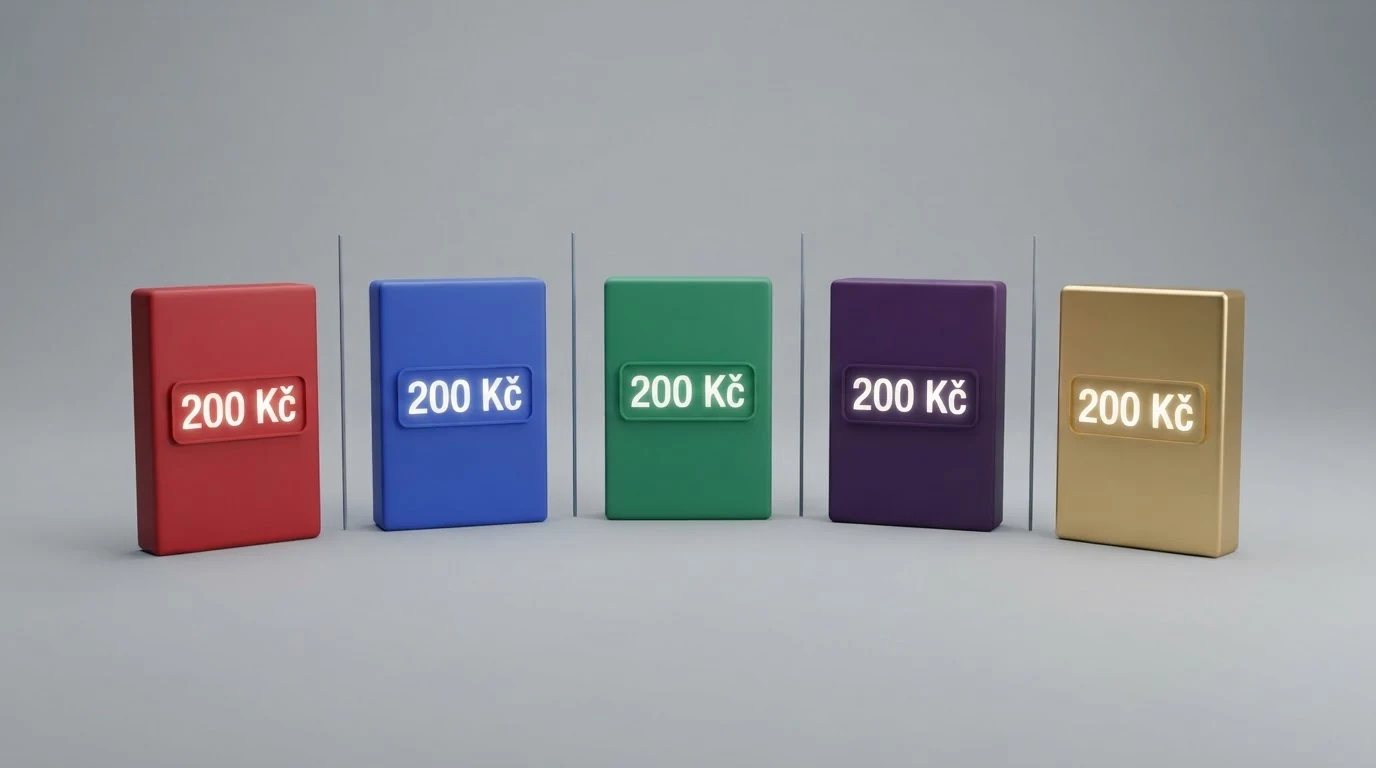 Rozcestník s logy legálních CZ casin seřazených podle uvítací nabídky při vkladu 200 Kč