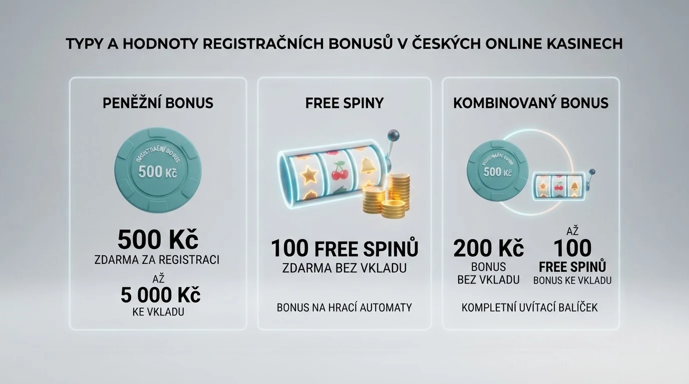 Srovnávací tabulka s logy deseti legálních českých casin a výší jejich registračních bonusů