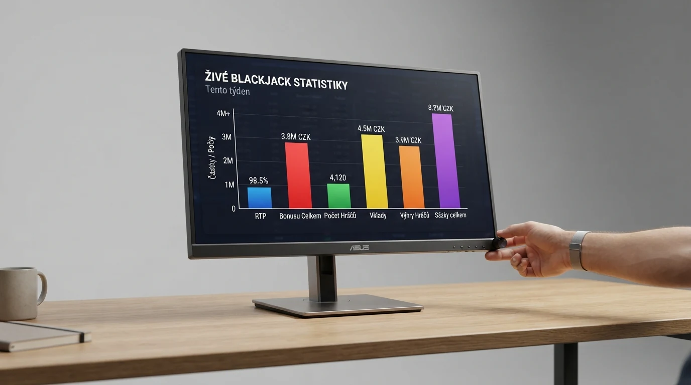 Přehledová tabulka deseti live blackjack casin na monitoru s vyznačenými údaji o licencích, bonusech a poskytovatelích.