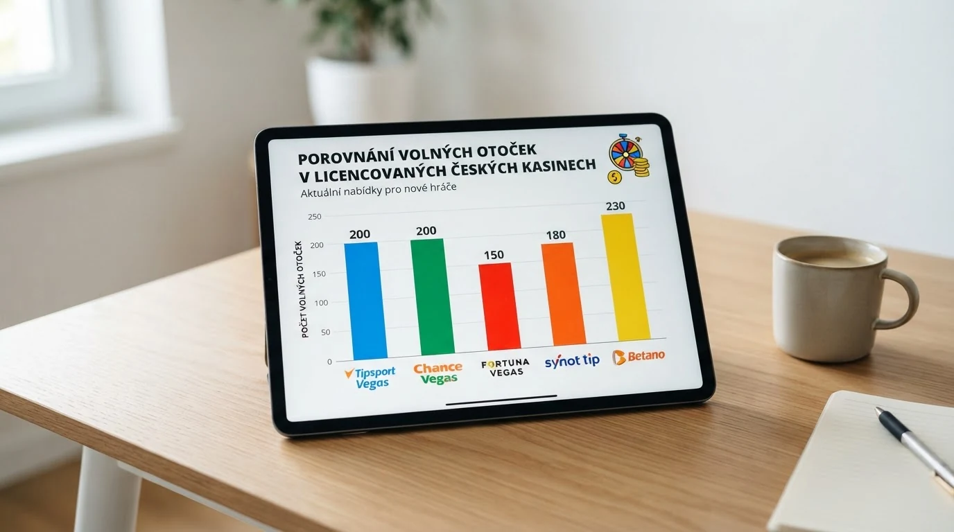 Srovnávací přehledová grafika — sloupce s počty free spinů a podmínkami vedle sebe.