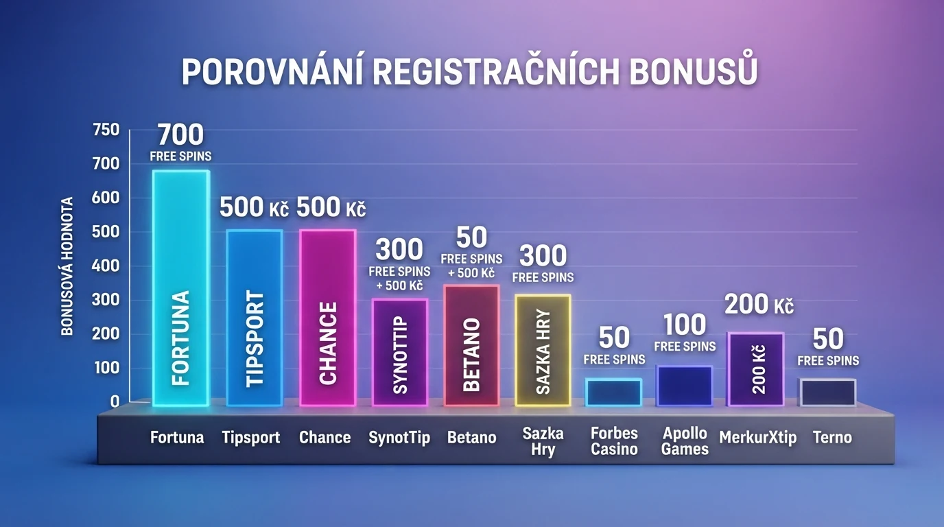 Tabulka srovnávající operátory podle výše bonusu, počtu free spinů a hodnoty spinu — grafické zvýraznění nejvýhodnějších nabídek.